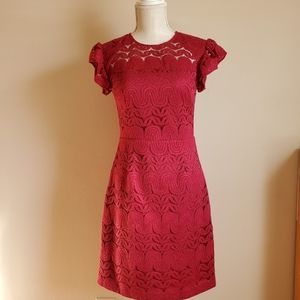 Trina Turk Red Lace Mini Dress
